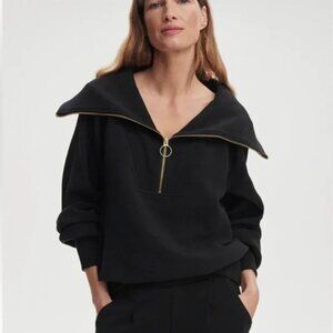 Varley Black Zip-Up Sweater Size Large